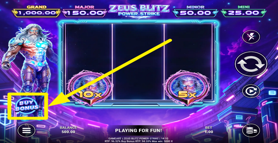 Zeus Blitz Power Strike Buy Bonus