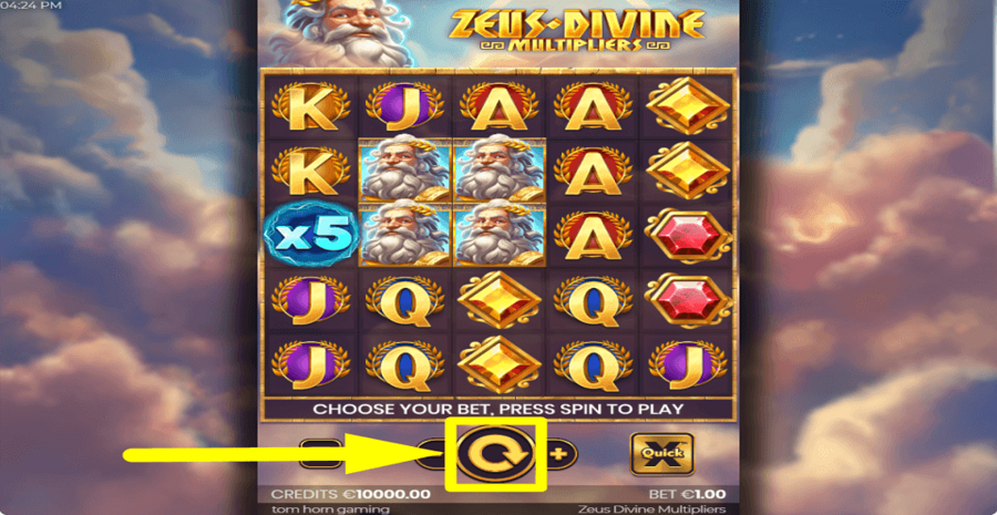 Zeus Divine Multipliers Spin Button