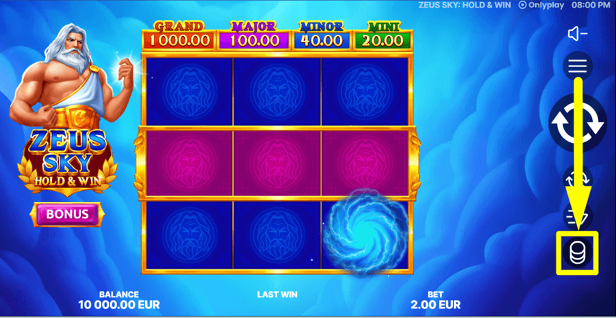 Zeus Sky Hold And Win Bet Value