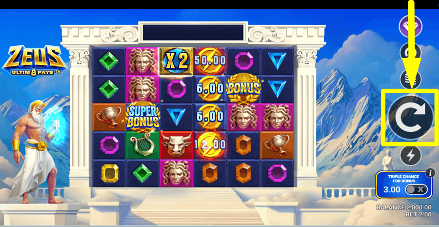 Zeus ultim8 Pays Spin Button