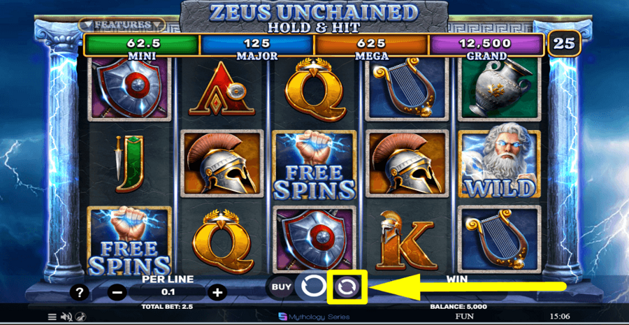 Zeus Unchained Autoplay Feature