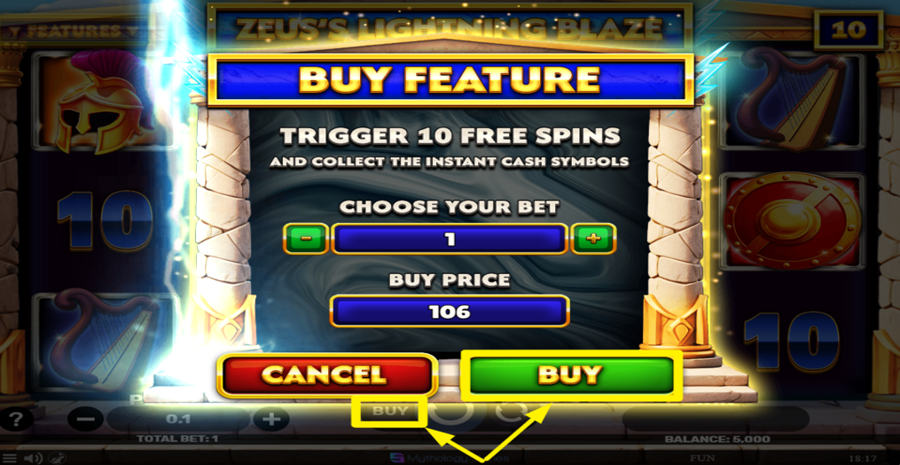 Zeuss Lightning Blaze Buy Bonus