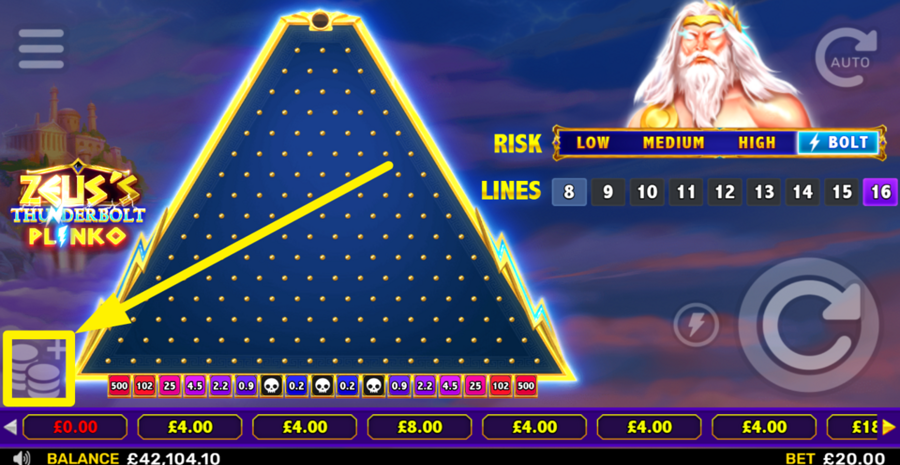Zeuss Thunderbolt Plinko Adjust Bet