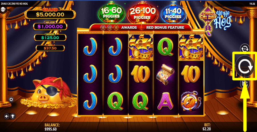 Zhao Cai Zhu Yo Ho Hog Spin Button