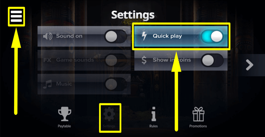 Zulu Gold Quick Play Feature