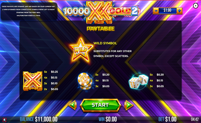 10000 x gold 2 paytable 1