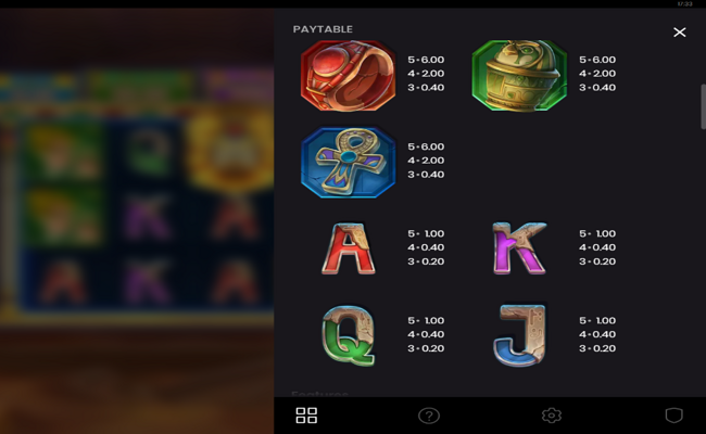 10 pharaohs paytable 2