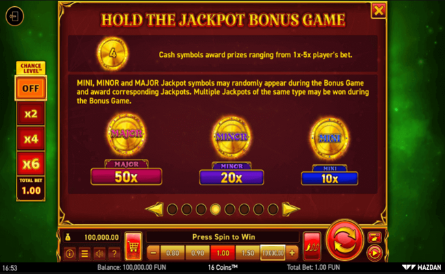 16 Coins Slot Review, Bonuses &amp; Free Play (96.18% RTP)