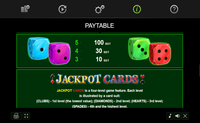 20 bulky dice paytable 4
