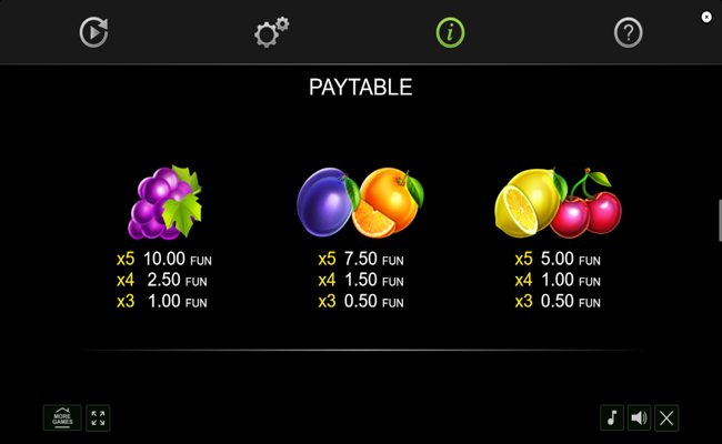 20 diamond plus paytable 2