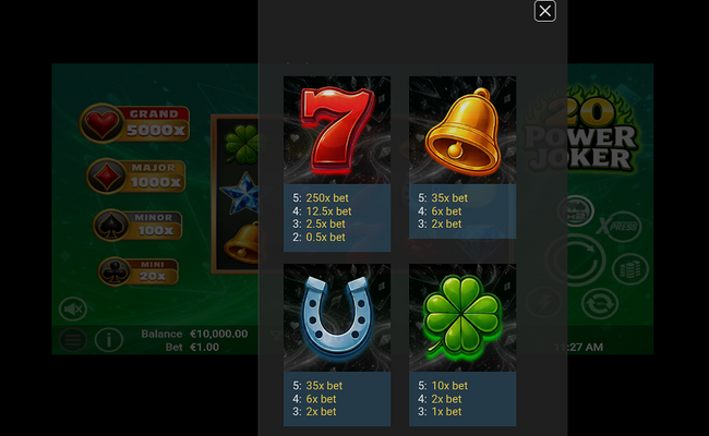 20 power joker paytable 2
