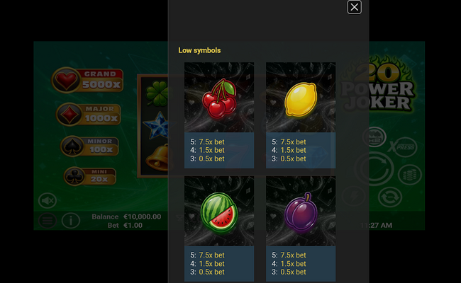 20 power joker paytable 3