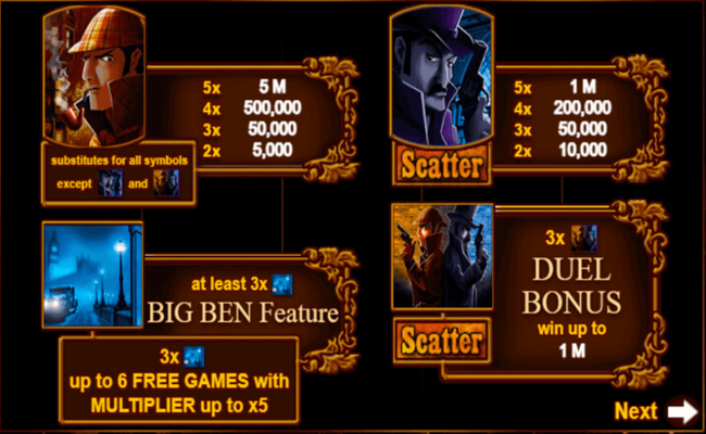 221b baker street paytable