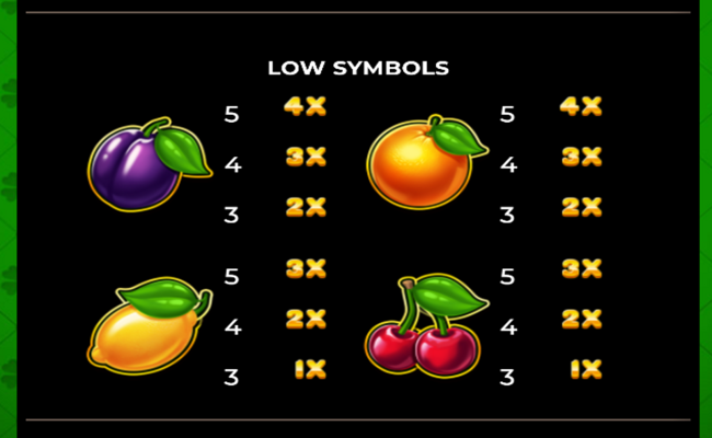 243 clover fruits paytable 2