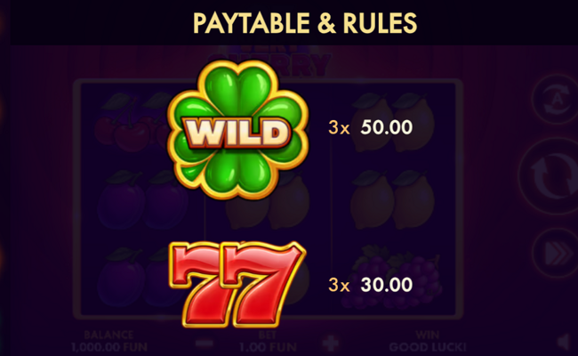 27 very cherry classic series paytable 1