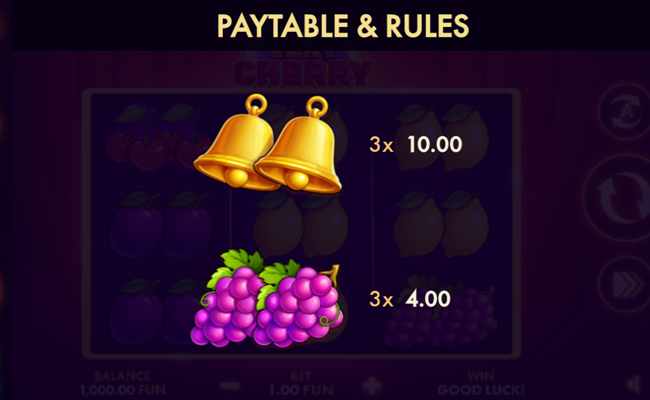 27 very cherry classic series paytable 3