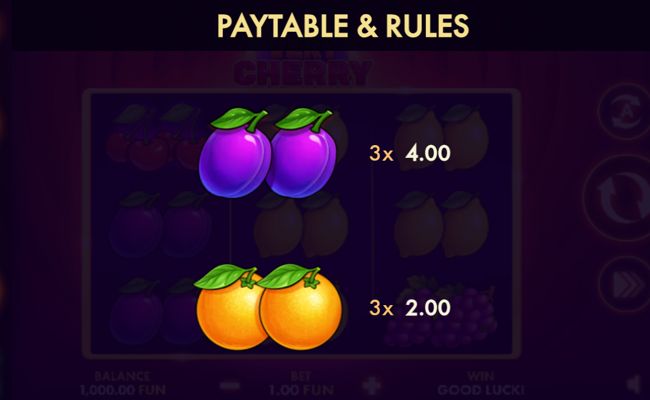 27 very cherry classic series paytable 4