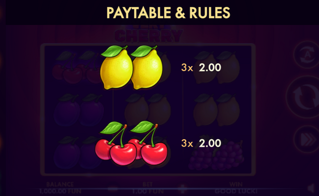 27 very cherry classic series paytable 5