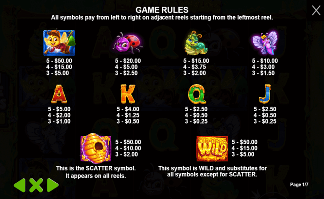 3 buzzing wilds paytable