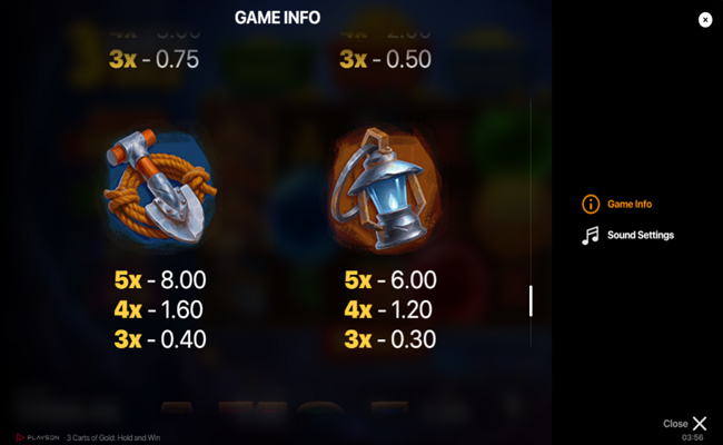 3 carts of gold hold and win paytable 3