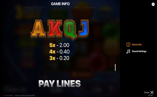 3 carts of gold hold and win paytable 4