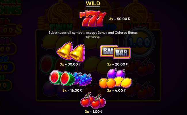 3 cash coins trinity 3x3 running wins paytable