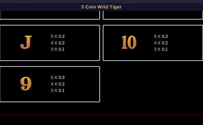 3 coin wild tiger paytable 3