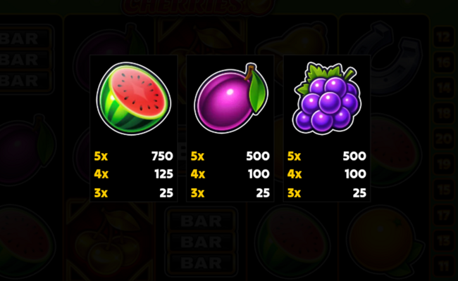 3 golden cherries paytable 2