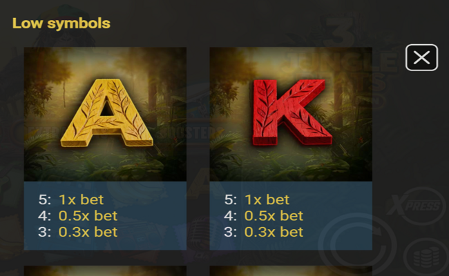 3 jungle beats hold n win paytable 4