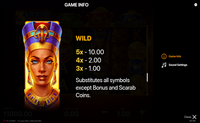 3 luxor pots hold and win paytbale 1