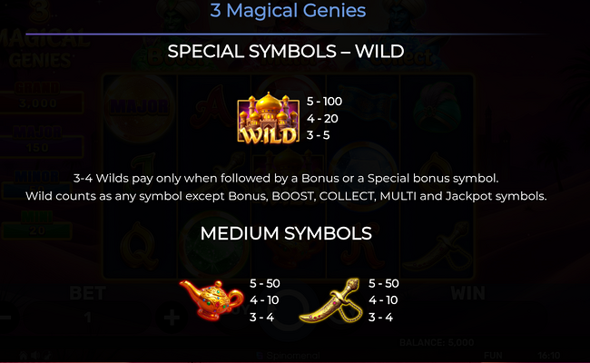 3 magical genies paytable 1
