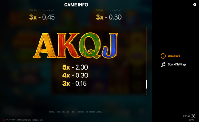 3 pirate barrels hold and win paytable 5