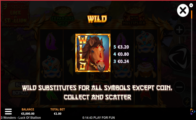 3 wonders luck of stallion paytable 1