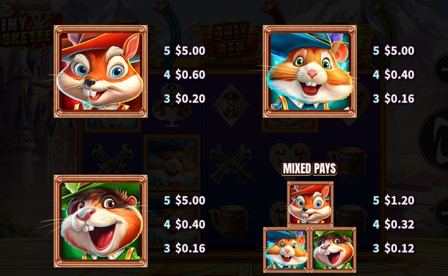 3 wonders tiny musketeers paytable 1