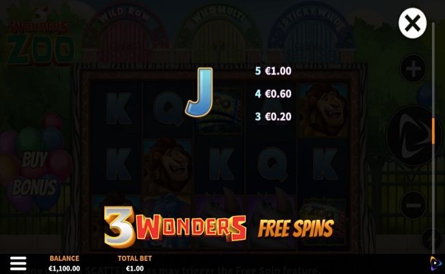 3 wonders zoo paytable 3