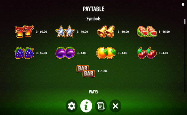 3x3 27 ways paytable