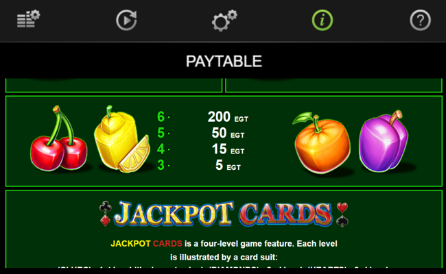 40 bulky fruits 6 reels paytable 4