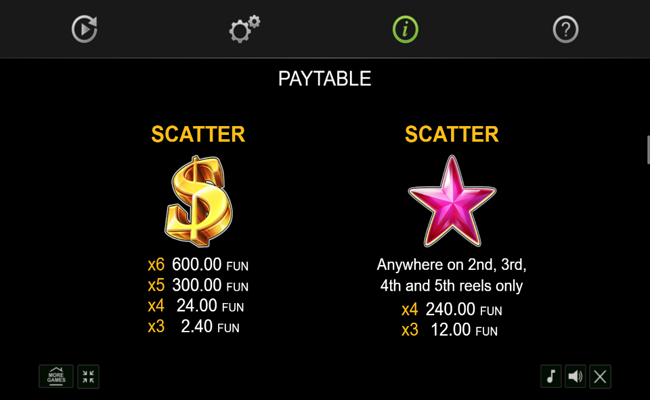 40 extra crown 6 reels paytable 1