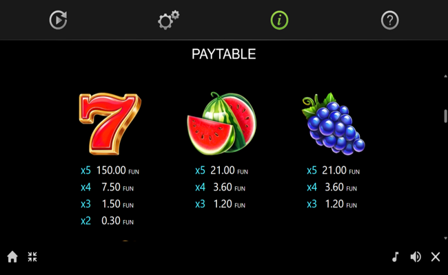 40 mystic gem paytable 2