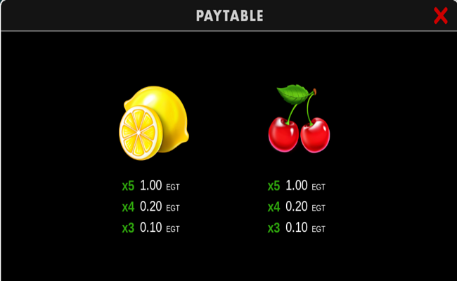 40 shining rainbow clover chance paytable 3