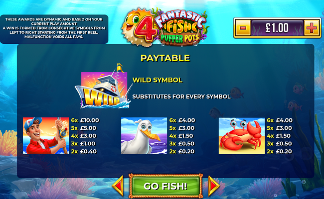 4 fantastic fish puffer pots paytable 1