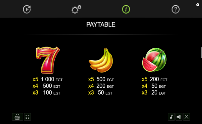 5 diamond plus paytable 1