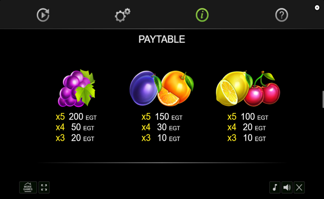 5 diamond plus paytable 2