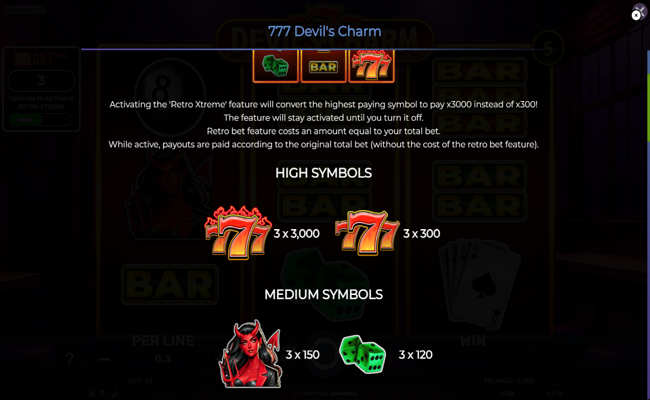 777 devils charm paytable 1