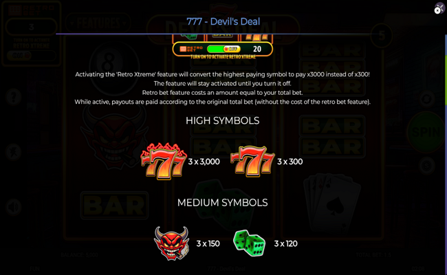 777 devils deal paytable 1