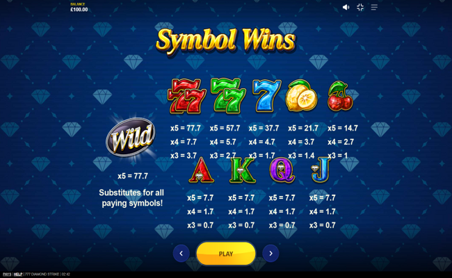 777 diamond strike paytable