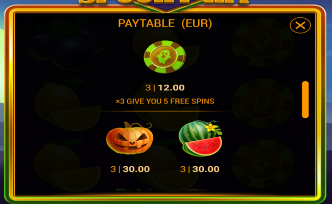 777 spooky hit paytable 2