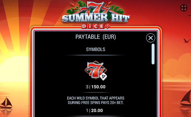 777 summer hit dice paytable 1