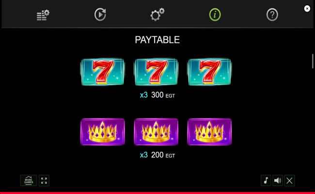 7 and crystals dice paytable 1