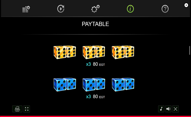 7 and crystals dice paytable 2